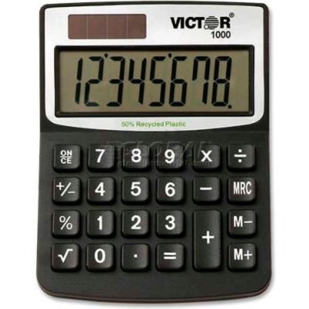 VICTOR TECHNOLOGY Victor® 8-Digit Mini-Desktop Calculator, 1000, Dual Power, 3-1/4" X 4-1/4" X 1/2", Black 1000**